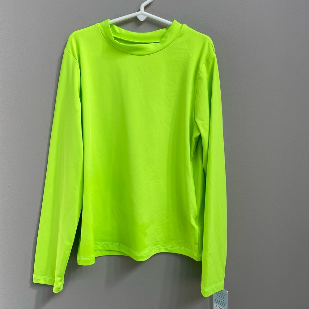 🎉HP🎉 Boys Long-Sleeve Swim Rash Guard - Neon Lime Green - Size Large (10/12) - Picture 4 of 8